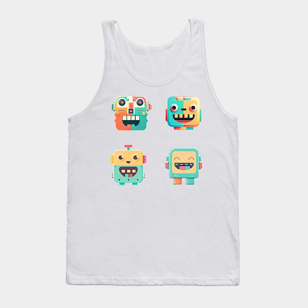 Kawaii Robot Faces Pack Tank Top by TheJadeCat